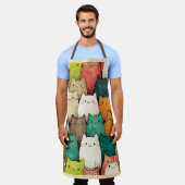 Niedliche Katzen in lebendiger vertikaler Kunst Schürze (Getragen)