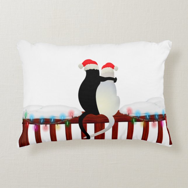 Niedliche Katzen in Weihnachtskarten Dekokissen (Vorderseite)