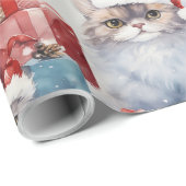 Niedliche Katzen in Weihnachtsmannmützen mit Gesch Geschenkpapier (Rolleneckpunkt)