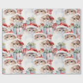 Niedliche Katzen in Weihnachtsmannmützen mit Gesch Geschenkpapier (Flach)