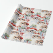Niedliche Katzen in Weihnachtsmannmützen mit Gesch Geschenkpapier (Ungerollt)