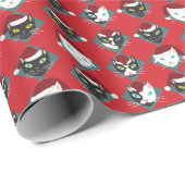 Niedliche Katzen in Weihnachtsmannmützen Weihnacht Geschenkpapier (Rolleneckpunkt)