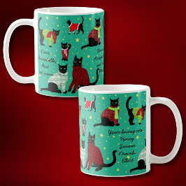 Niedliche Katzen in Weihnachtssüßen Personalisiert Zweifarbige Tasse