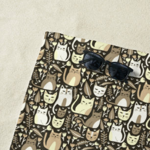 Niedliche Katzen Kätzchen Botanische Blumenneutral Strandtuch