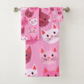 Niedliche Katzen Katzenfackel Pink Badhandtuch Set (Insitu)