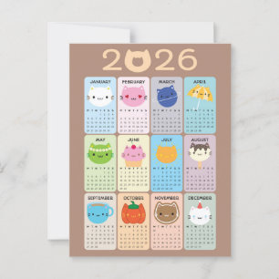 Niedliche Katzen & Kawaii Kätzchen 2026 Kalender Postkarte