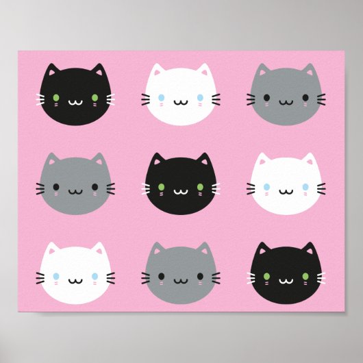 Niedliche Katzen & Kawaii Kätzchen (rosa) Poster (Vorne)