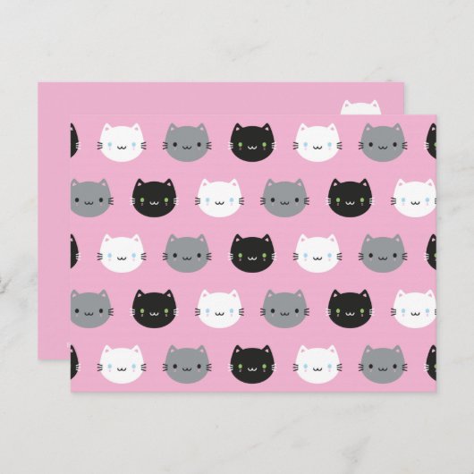 Niedliche Katzen & Kawaii Kätzchen (rosa) Postkarte (Vorne/Hinten)