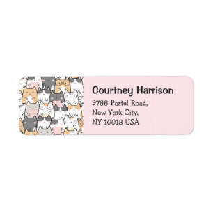Niedliche Katzen Kawaii Pastel Rosa Rücksendeadres
