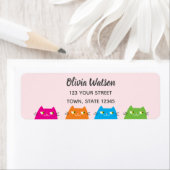 Niedliche Katzen Kawaii Rosa Rücksendeadresse (Insitu)