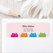Niedliche Katzen Kawaii Rosa Rücksendeadresse (Insitu)