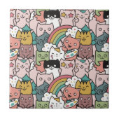 Niedliche Katzen Keramik Fliese (Vorderseite)