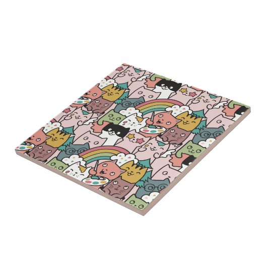 Niedliche Katzen Keramik Fliese (Seite)