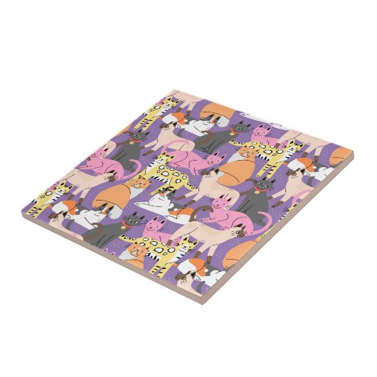 Niedliche Katzen Keramik Fliese (Seite)