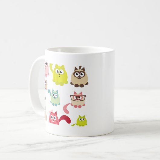 Niedliche Katzen, Kindermuster, farbig, fröhlich, Kaffeetasse (Vorderseite Links)