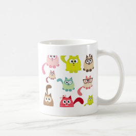 Niedliche Katzen, Kindermuster, farbig, fröhlich,  Kaffeetasse