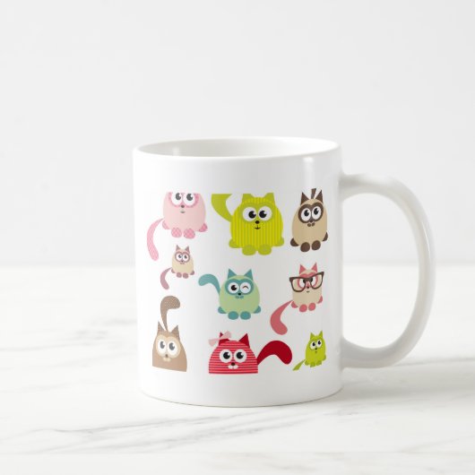 Niedliche Katzen, Kindermuster, farbig, fröhlich, Kaffeetasse (Rechts)