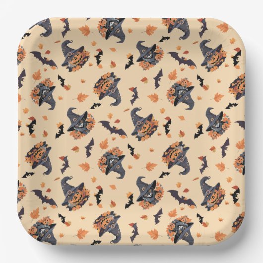 Niedliche Katzen - Kürbis Pappteller (Vorderseite)