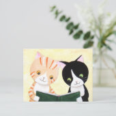 Niedliche Katzen lesen Postkarte (Stehend Vorderseite)