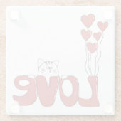 Niedliche Katzen Liebe Typografie Rote Herzen | Va Glasuntersetzer (Rückseite)