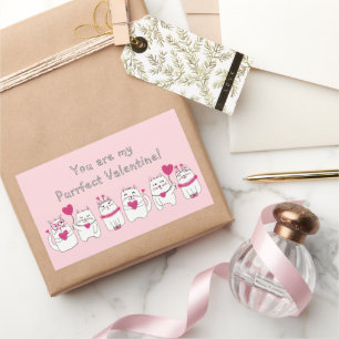 Niedliche Katzen Liebhaber des Valentinstag Rosa Rechteckiger Aufkleber