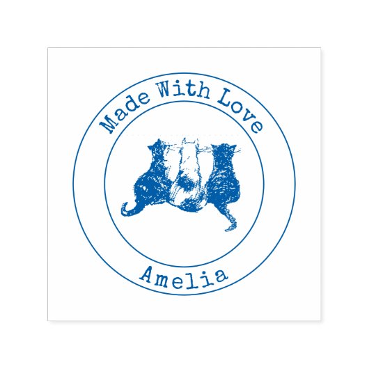 Niedliche Katzen Made with Liebe Self-Inking Brief Permastempel (Design)