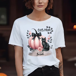 Niedliche Katzen Mama Halloween Personalisiert Pin T-Shirt