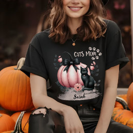 Niedliche Katzen Mama Halloween Personalisiert Pin T-Shirt