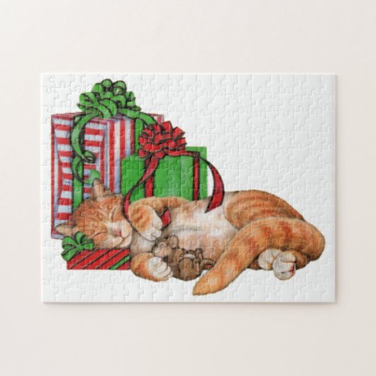 Niedliche Katzen-, Mäuse-und Weihnachtsgeschenke Puzzle (Horizontal)