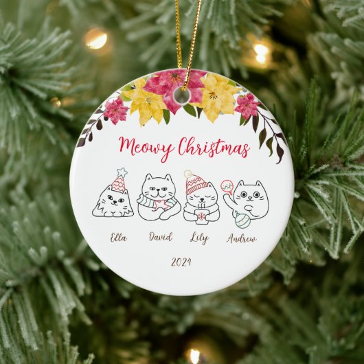 Niedliche Katzen Meowy Weihnachtsgrüße Ornament (Baum)