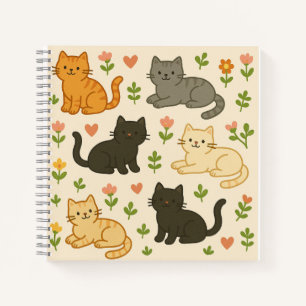 Niedliche Katzen mit Blume & Herz - Adorable Anima Notizblock