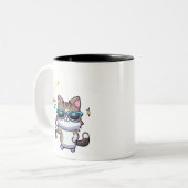 Niedliche Katzen mit Brillen, die Magic Wands Star Zweifarbige Tasse (Vorderseite Links)