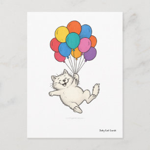 Niedliche Katzen mit farbenfrohen Balloons Postkarte