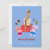 Niedliche Katzen mit Geschenken, blau Weihnachten (Vorderseite)