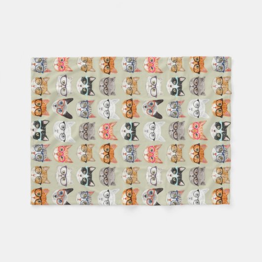 Niedliche Katzen mit Glasmuster Fleecedecke (Vorderseite (Horizontal))