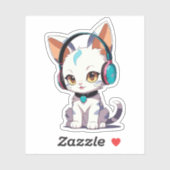 Niedliche Katzen mit Kopfhörerarm Aufkleber (Blatt)