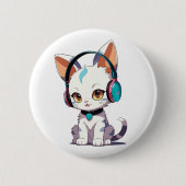 Niedliche Katzen mit Kopfhörerarm Button (Vorderseite)
