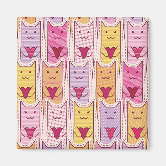 Niedliche Katzen mit liebevollem Herzen Magnet (Vorne)