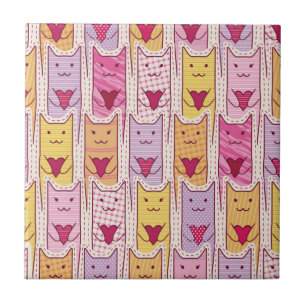 Niedliche Katzen mit liebevollen Herzen Fliese