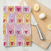 Niedliche Katzen mit liebevollen Herzen Geschirrtuch (Viertel Falte)