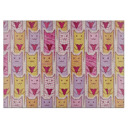 Niedliche Katzen mit liebevollen Herzen Schneidebrett (Vorderseite)