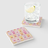 Niedliche Katzen mit liebevollen Herzen Steinuntersetzer (Seitenansicht)