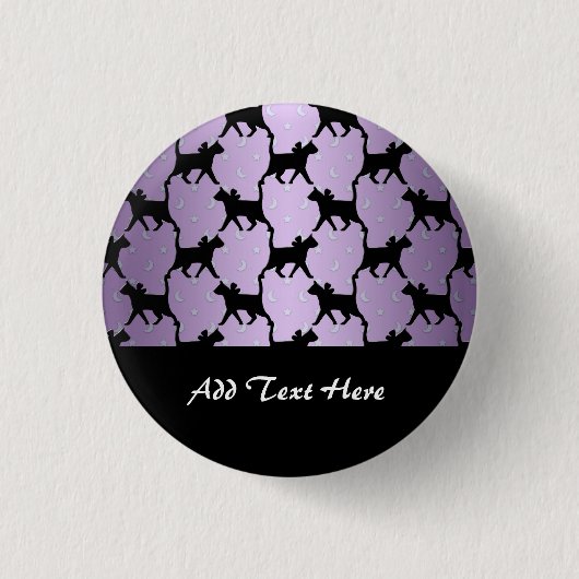 Niedliche Katzen mit Monde- und Sternmuster Button (Vorderseite)