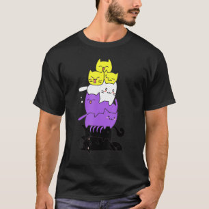Niedliche Katzen mit nicht binärer Flagge, nicht b T-Shirt