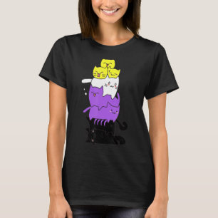 Niedliche Katzen mit nicht binärer Flagge, nicht b T-Shirt