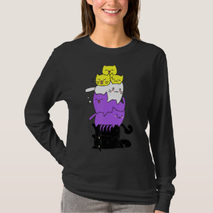 Niedliche Katzen mit nicht binärer Flagge, nicht b T-Shirt