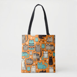 Niedliche Katzen mit orangefarbenem Hintergrund Tasche