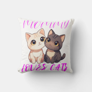 Niedliche Katzen mit rosa Mami-Lieben Katzen Typog Kissen