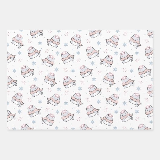 niedliche Katzen mit Weihnachtsmannmütze, melodisc Geschenkpapier Set (Vorderseite 2)