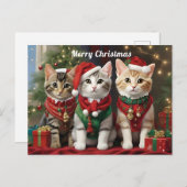 Niedliche Katzen mit Weihnachtsmannmützen Whimsiku Postkarte (Vorne/Hinten)